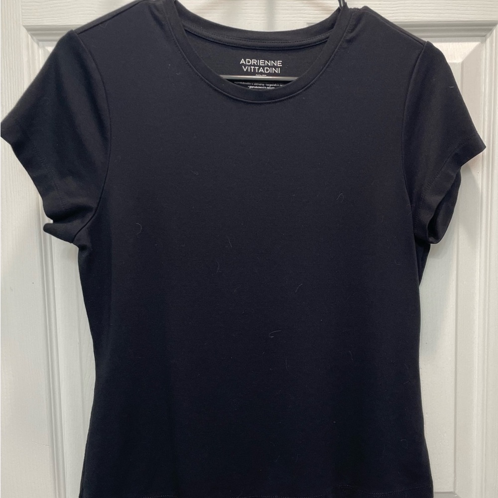 Adrienne Vittadini Classic Black Short Sleeve Tee